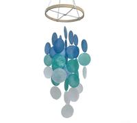Zeroupshop Bohemian Shell Wind Chime, 40cm Handmade Coastal Garden Hanging Decor with Natural Shells and Wood Beads for Patio, Porch, Balcony, Indoor Outdoor Relaxing Melodies(Blue)