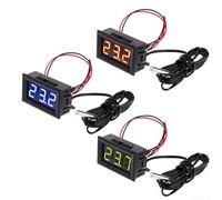 Zeroupshop Car Temperature Gauge Panel Meter -50~110°C Digital Thermometer with 1m Probe for Pool Aquarium Terrarium Vivarium Water Tank DC 5-12V Red Blue Green Ligh(3 PCS)