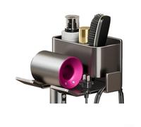 zeroupshop Compact Blow Dryer Rack 14x13.8cm Wall Storage(Upgrade gray) | No-drill mount, damage-free setup, smooth for tile glass metal surfaces, quick install