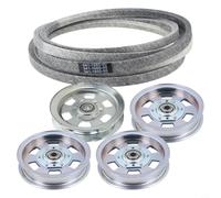 Zeroupshop Complete 3 Pulley 1 Belt Set for Bad Boy 54 60 Inch Decks | High strength metal pulleys, aramid cord reinforced belt, resists stretch wear, long term durability