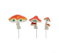 Zeroupshop Cute Mushroom Yard Decor 3pcs Weatherproof Resin | Robust resin build, UV resistant, vibrant orange color, small medium large sizes, for whimsical eye design