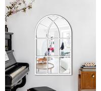 Zeroupshop Decorative Wooden Frame Acrylic Mirror Wall Sticker Three-Dimensional Imitation Window Design for Living Room Bedroom Hallway 42x27 cm White Black Wood Color(White)
