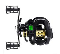 Zeroupshop Digital Baitcasting Reel 7.2:1 Gear Ratio, with Fish Bite Alarm and Depth Counter, 10+1 Bearings Aluminum Spool, for Left or Right Hand Fishing, Reel With Sound For Biting (Black Left)