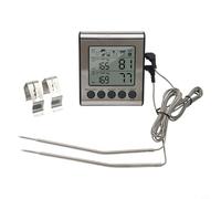 Zeroupshop Digital Meat Thermometer with Dual Probes, Backlit LCD Grill Thermometer for BBQ, Fast Read Food Temp Gauge with Hi/Low Alarm, -50°C to 300°C, Silver and Black(double probe)