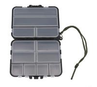 Zeroupshop Double-Sided Fishing Tackle Box, Portable Plastic Bait Storage Organizer with Hand Strap for Lures Hooks Rigs, Compact Gear Case for Carp Coarse Sea Angling (Black)(12 * 9.5 * 3.5cm)