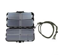 Zeroupshop Double-Sided Fishing Tackle Box, Portable Plastic Bait Storage Organizer with Hand Strap for Lures Hooks Rigs, Compact Gear Case for Carp Coarse Sea Angling (Black)(11.5 * 6.5 * 3cm)