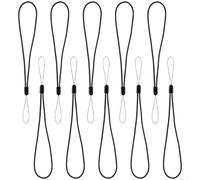 Zeroupshop Elastic Bike Computer Safety Strap Anti-Loss Stretch Cord for GPS Camera Mount Light, Latex Polyester Nylon Lanyard, 15cm to 32cm Adjustable Tether, 3 Pack(black)