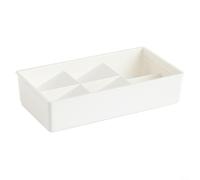 Zeroupshop Expanding Flatware Cutlery Tray, Silverware Drawer Organizer for Kitchen Utensils, Adjustable PP Storage Box with Groove FOR DESIGN, White 31.8x16.8-27.1x7cm