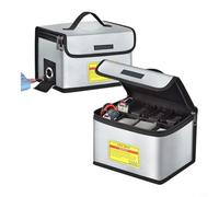 Zeroupshop Fireproof Explosion-Proof Battery Bag for LiPo, LiFe, LiHV for DJI Batteries Large Capacity Protective Storage Bag with Sealed Charging Hole, Silicone-Coated PVC