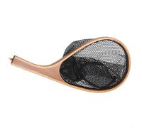 Zeroupshop Fly Fishing Landing Net Solid Wood Frame Coated Mesh Soft Net, for Trout Mackerel Catch Lightweight Portable, with Hanging Rope Loop 38x18.5cm(40 * 18.5cm)