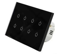 Zeroupshop For Tuya Smart Wall Switch 2 Way Touch Control Voice Activated For Alexa Google Home WiFi Remote Glass Panel 220V Neutral Live Wire For LED Halogen Incandescent Bulbs(8 Gang 2Way)