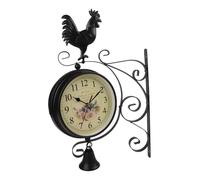 Zeroupshop Garden Clocks Outdoor Waterproof, Black Iron Double-sided Wall Clock, Vintage Wall Mounted Clock, Silent Quartz Movement Large Numbers Home Living Room Garden Decor