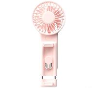 Zeroupshop Handheld Fan with Digital Display, 6000RPM High USB Rechargeable Portable for MINI Fan, 3 Adjustable Speeds Cooling Blower with 360° Rotatable Phone Holder for Travel Outdoor Office,(Pink)
