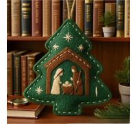 Zeroupshop Handmade Felt Nativity Scene Christmas Tree Ornaments with Modern Artistic Style Soft Fabric Detailed Biblical Figures, Tabletop Centerpiece Display,(8 * 10 cm)