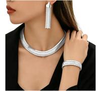 zeroupshop Iron Chain Jewelry Set with Heart Drop Bell Charms | Geometric elements, commuting style, casual formal wear, elegant look, daily essential jewelry