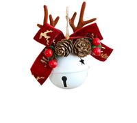 Zeroupshop Iron Holiday Bell Bow Mixed Pendant Pine Cone Ornaments Decorative Hanging Bells Window Door Tree Home Decor with Ribbon Indoor Outdoor Accessories(White Red bow)