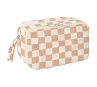 zeroupshop Large Capacity Corduroy Pencil Case with Secure Zipper, Suitable for Students and Professionals to Organize Essentials (Concise Squares)