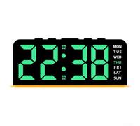 Zeroupshop LED Digital Alarm Clock, with Large Display, & Date, Tilted Face Desk Table Clock, ABS Night Light Lamp, for Bedroom Home Office, White(green)