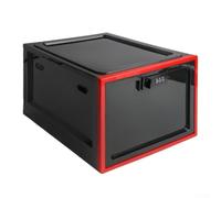 Zeroupshop Lockable Food Storage Box, with Combination Lock, Secure ABS Organizer, for Refrigerator, Pill Case and Phone Tablet Jail, Office Use,(Black + Red Box)