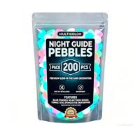 Zeroupshop Luminous Garden Stones, Solar Powered Waterproof for Outdoor Decorative Pebbles Glow In The Dark, Colorful Resin Rocks for Pathway Lawn Yard Decoration 17x12 cm(Colored 200pcs)