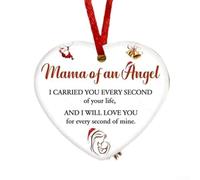 Zeroupshop Memorial Christmas Ornament Hug from Heaven Heart Shaped White Acrylic 7 cm with Hanging String Sympathy Gifts for Tree or Fridge Keepsake Holiday Décor(B)