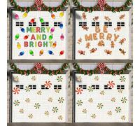 Zeroupshop Merry and Bright Christmas Garage Door Stickers Set Holiday Decor with Marquee Letters and Colorful Bulb Decals for Festive Decoration Simple to Remove(A+B+C(2 Set))
