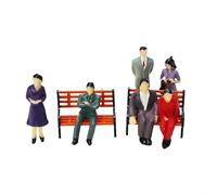 Zeroupshop Model Railway Figures Set 50 Painted People with 6 Benches for Train Layout Scenery 1:72 Scale Miniature Diorama Sand Table Landscape Decoration
