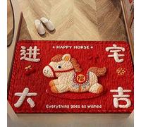 Zeroupshop Natural Diatomite Entry Mat Horse Design Quick Dry(A:20 * 32in) | Natural diatomite stone, absorbent, dries in seconds, non-slip rubber back, festive horse decor