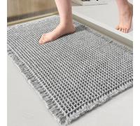 Zeroupshop Non-Slip Soft Plush Bathroom Rug with Quick-Dry Absorbent Fibres, Washable Mat for Bathroom, Bedroom Living Room, 43x61 cm(Grey 43x61 cm)