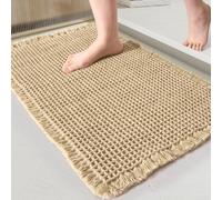 Zeroupshop Non-Slip Soft Plush Bathroom Rug with Quick-Dry Absorbent Fibres, Washable Mat for Bathroom, Bedroom Living Room, 43x61 cm(Beige 43x61 cm)