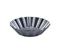 Zeroupshop Non-Stick Carbon Steel Egg Tart Pans with Lace For Edge Design, 18cm Chrysanthemum Shaped Cake Molds for Baking Tarts Puddings and Desserts, Silver, 12 Pack(large)