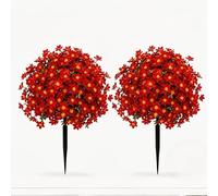 Zeroupshop Outdoor Christmas Poinsettia Stake 48cm Red Plastic | Lifelike red petals, natural green leaves, vibrant full look, brightens garden spaces, for instant festive decor