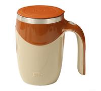 Zeroupshop Portable Automatic Mixing Cup, Stainless Steel Magnetic Rotating Electric Stirring Mug, for Coffee Tea Protein Shakes, Rechargeable Self-Stirring Travel Tumbler, Brown