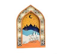 Zeroupshop Ramadan Mubarak Lamp Wooden LED For NIGHT Light DIY Detachable Moon Rooftop FOR DESIGN Warm Glow for Eid Garden Office Party Decorations 18cm(A)