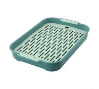 Zeroupshop Rectangular Rabbit Litter Tray, Large Space, Heightened Grid Design, Smooth Corner, Detachable, For Rabbit, Guinea Pig, Small & Medium Pets, White, Blue, Green