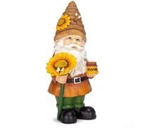 Zeroupshop Resin Garden Gnome Statue Outdoor Lawn Ornament Hand-Painted Mushroom Picking Figurine Cute Home Garden Decoration Weather-Resistant Yard Art(B)