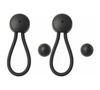Zeroupshop Set Of 2 Elastic Bungee Shock Cord Clips, For Durable Nylon Rubber Fasteners With Knob For Securing Tent Ropes, Boat And Yacht Covers, Marine Canvas, RV And Trailer Use(black)