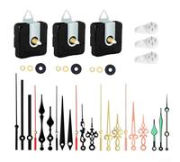 Zeroupshop Set Of 3 Quartz Clock Movements Battery Powered Silent Mechanism Kits With 7 Styles Of Hands For Replacing Broken Wall Clock Parts Or Customizing Timepieces In Home Or Office Use(A)