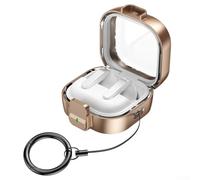 Zeroupshop Shockproof Safety Lock Case For For Galaxy Buds 4 And Buds 4 Pro, Rugged ABS Armor Shell With Keychain, Full Body Protective Hard Cover(Rose gold)