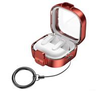 Zeroupshop Shockproof Safety Lock Case For For Galaxy Buds 4 And Buds 4 Pro, Rugged ABS Armor Shell With Keychain, Full Body Protective Hard Cover(Red)