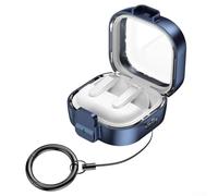 Zeroupshop Shockproof Safety Lock Case For For Galaxy Buds 4 And Buds 4 Pro, Rugged ABS Armor Shell With Keychain, Full Body Protective Hard Cover(Dark blue)