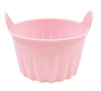 Zeroupshop Silicone Cake 7.5x6.5cm Heat Resistant Air Fryer Silicone Cake | Ergonomic handle design, safe removal from hot air fryer, slip-resistant grip, pink color