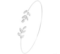 zeroupshop Silver Leaf Bracelet Lightweight Alloy Jewelry | Elegant leaf pattern, open cuff design, adjustable fit, gold finish, fashion statement piece