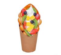 Zeroupshop Simulated Egg Waffle Ice Cream Model PU Foam Display Prop for Bakery Shop Window Decoration or Market Stall, Realistic Fake Food Simulated Dessert Design(colorful fruits)