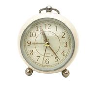 zeroupshop Small Desk Clock, Retro Bedroom Table Vintage Analog Alarm Clock, Silent Non-Ticking Gold Clock, Battery Alarm Clock Bedside Clock Table Clocks(White)