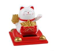 Zeroupshop Solar For Powered Lucky Cat Automatic Waving Fortune Cat Ornament for Office Car Dashboard Desk Decor Good Luck White 8x8x9.5cm(white)