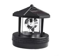 Zeroupshop Solar Lighthouse,360-degree Rotating Solar LED Lights, Built-in 2 Solar Panels for Outdoor Garden Waterproof for Street Light Christmas Household Decor(Black)