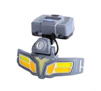 Zeroupshop Solar Rechargeable Headlamp with Motion Sensor, Red Blue Safety Lights, 2400mAh Battery, 90° Adjustable Angle for Camping Hiking Outdoor Activities, Gray(B)
