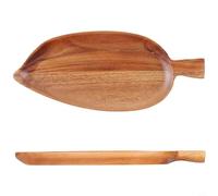 Zeroupshop Solid Wood Tea Tray For Leaf Shaped Square Serving Platter, for Coffee and Meals Modern Simple FOR DESIGN Natural Brown Wooden Dish For Care Decor(large)