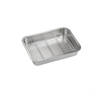 Zeroupshop Stainless Steel Baking Pan, with Cooling Rack, Rust Proof Oven Tray, for Roasting Meat, Vegetables, Cookies, Dishwasher Safe Kitchen Bakeware Set, Silver(23x17x5cm)